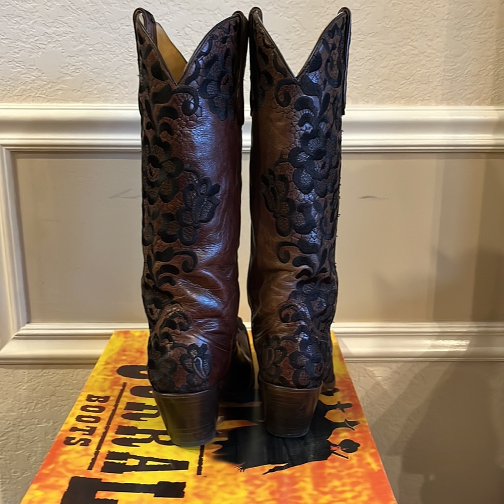 Corral LD Choc Black Tall Floral Lace Embroidery Boots - Picture 6 of 16